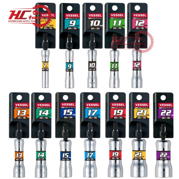 Khẩu Chụp Bulong Dài 90mm Bắt Vít Chân Lục Giác 6.35mm Các Kích Cỡ Vessel Nhật Bản Chính Hãng